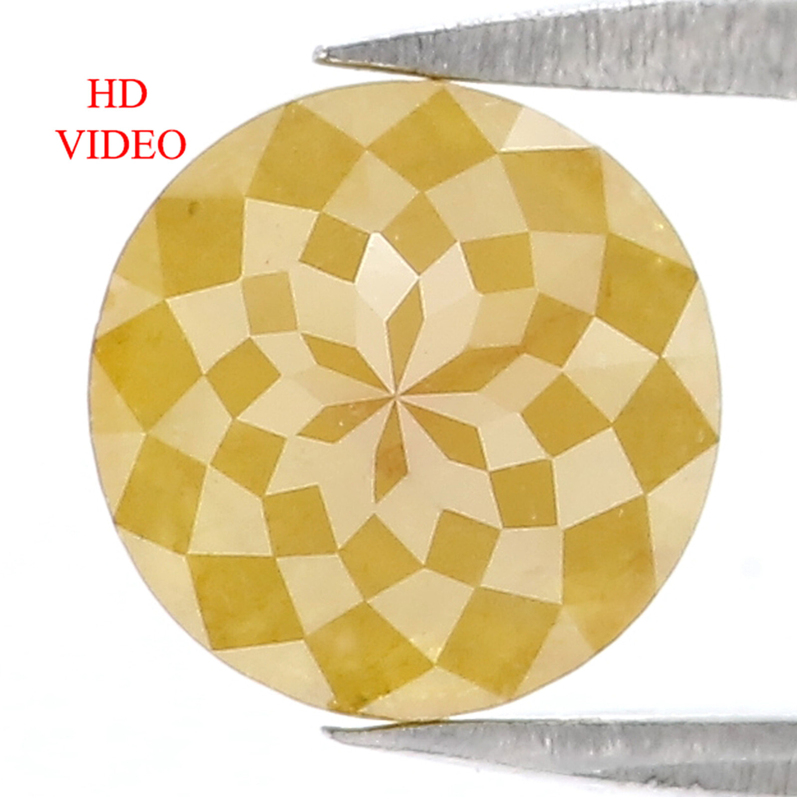 1.86 CT Natural Loose Round Rose Cut Diamond 7.40 MM Yellow Color Diamond KQ1994