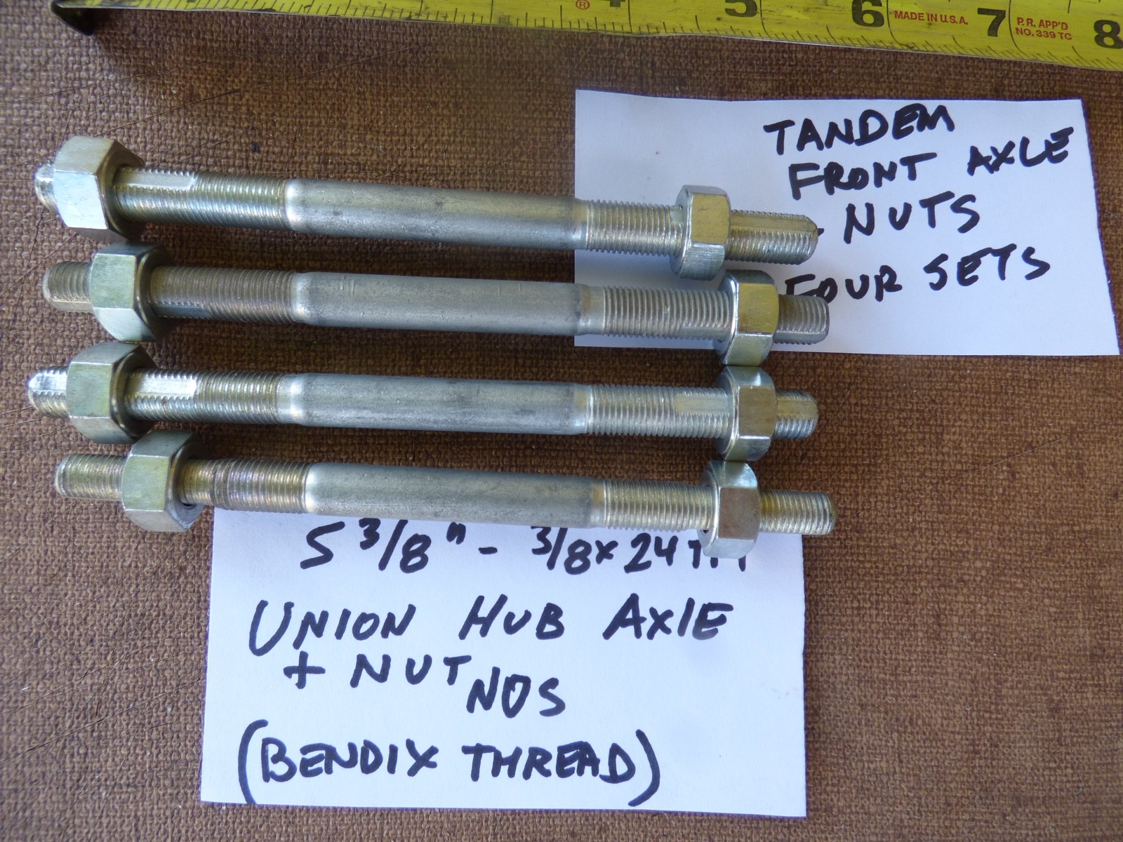 FOUR Schwinn Tandem Front Axles & Nuts LOT **NOS *