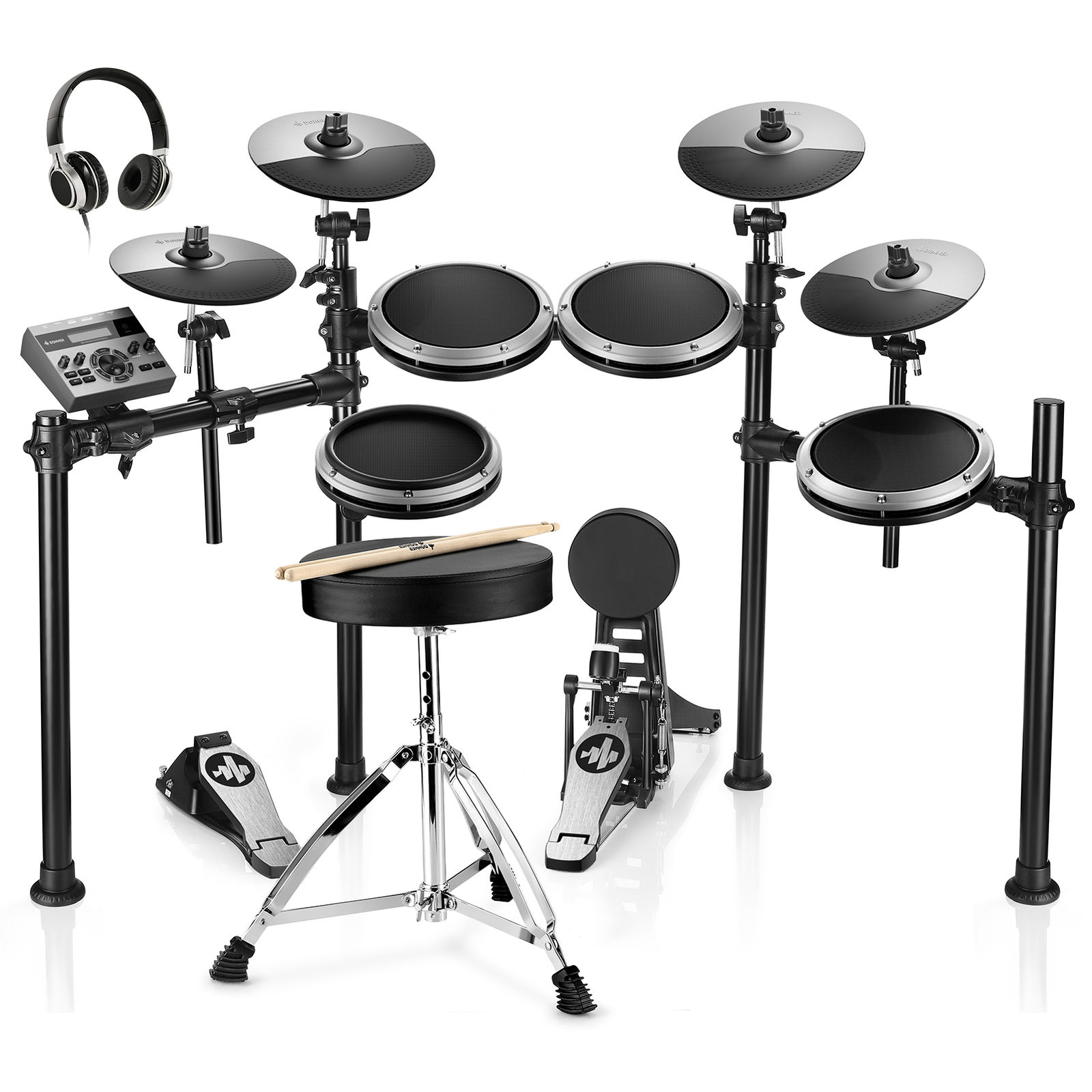 Donner DED-200X Electric Drum Set For Sale With Dual Zone Snare Headphone Throne