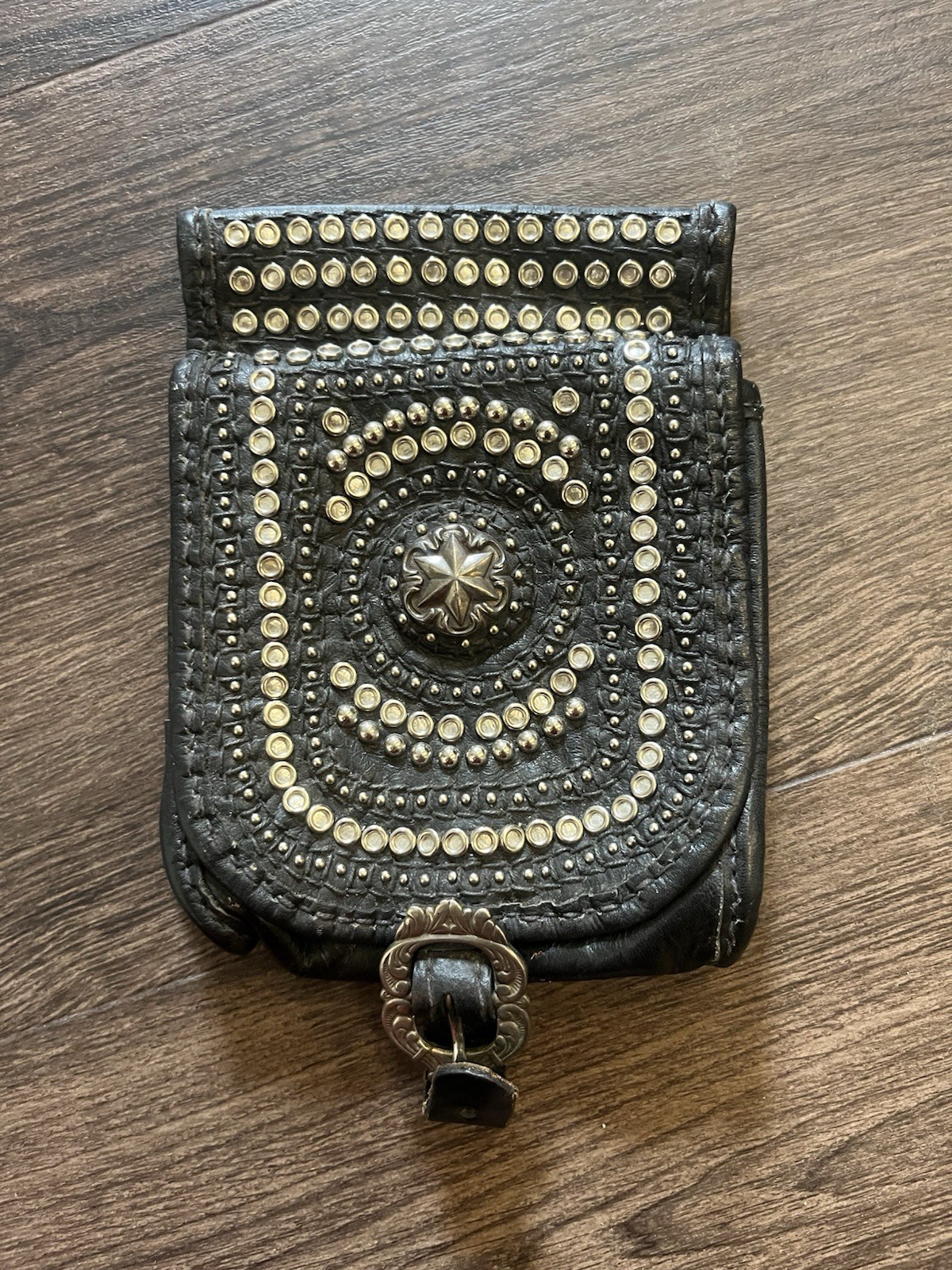 Vintage Vtg 60s 70s Studded Leather Riveted Biker Belt Bag Pouch Fanny Pack Vintage Vtg 60s 70s Studded Leather Riveted Biker Belt Bag Pouch Fanny Pack