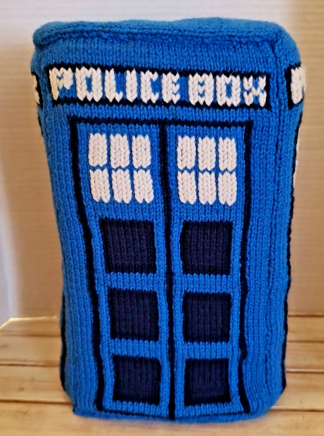 VINTAGE DR. WHO  CROCHET/STUFFED TARDIS PILLOW/BBC PUBLIC CALL BOX  13\