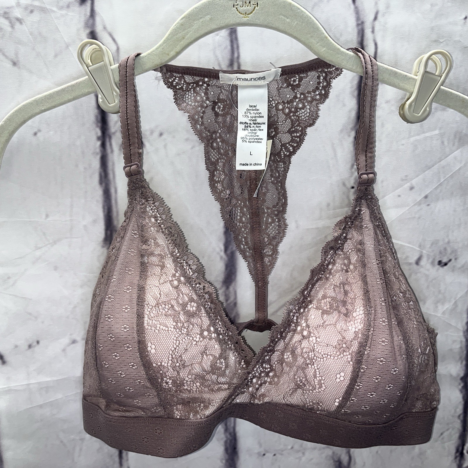 Maurice’s Womens Size Large Lace Padded Racerback Bralette Mauve NWT Maurice’s Womens Size Large Lace Padded Racerback Bralette Mauve NWT
