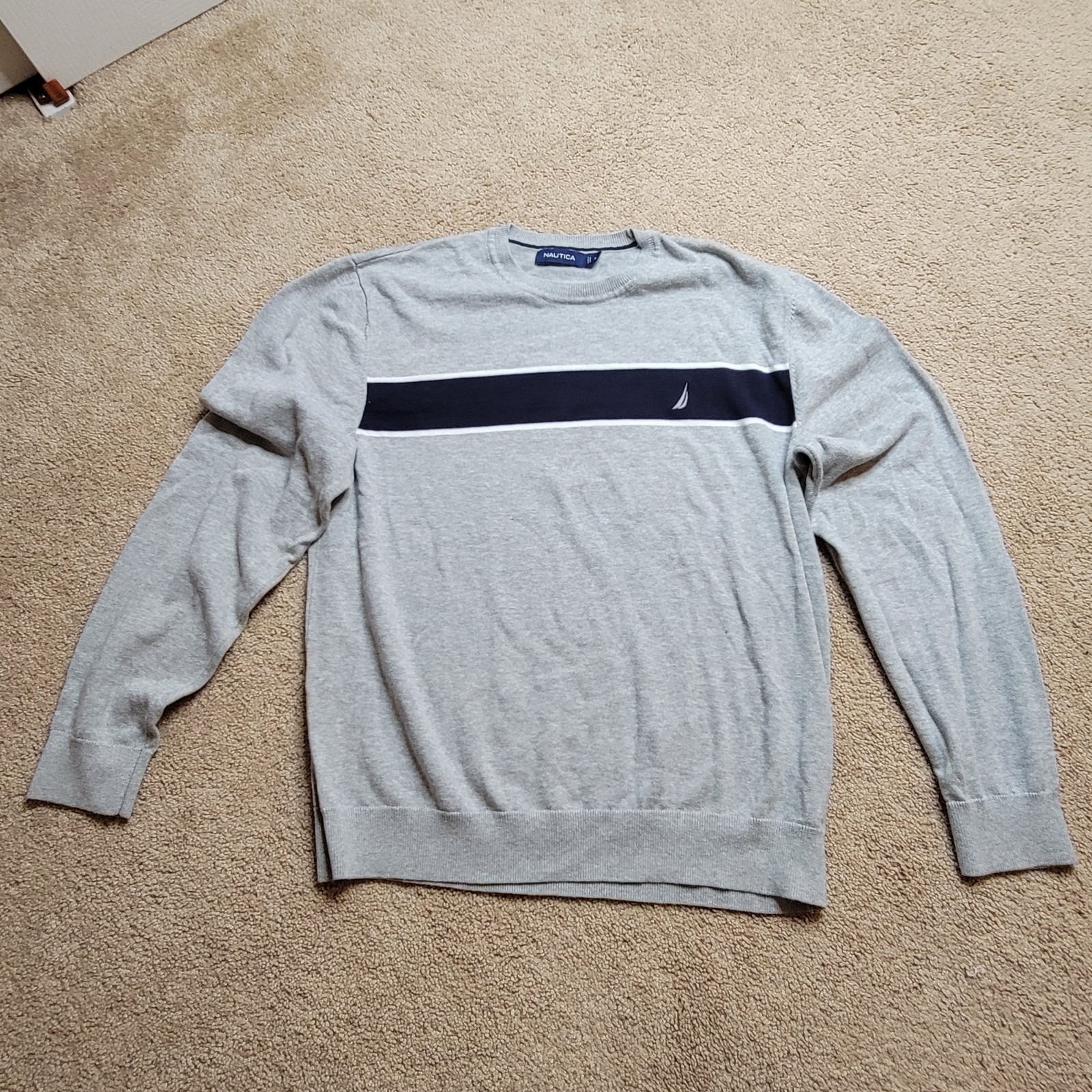 Nautica Mens Crewneck Grey Knit Sweater- Size XL Nautica Mens Crewneck Grey Knit Sweater- Size XL