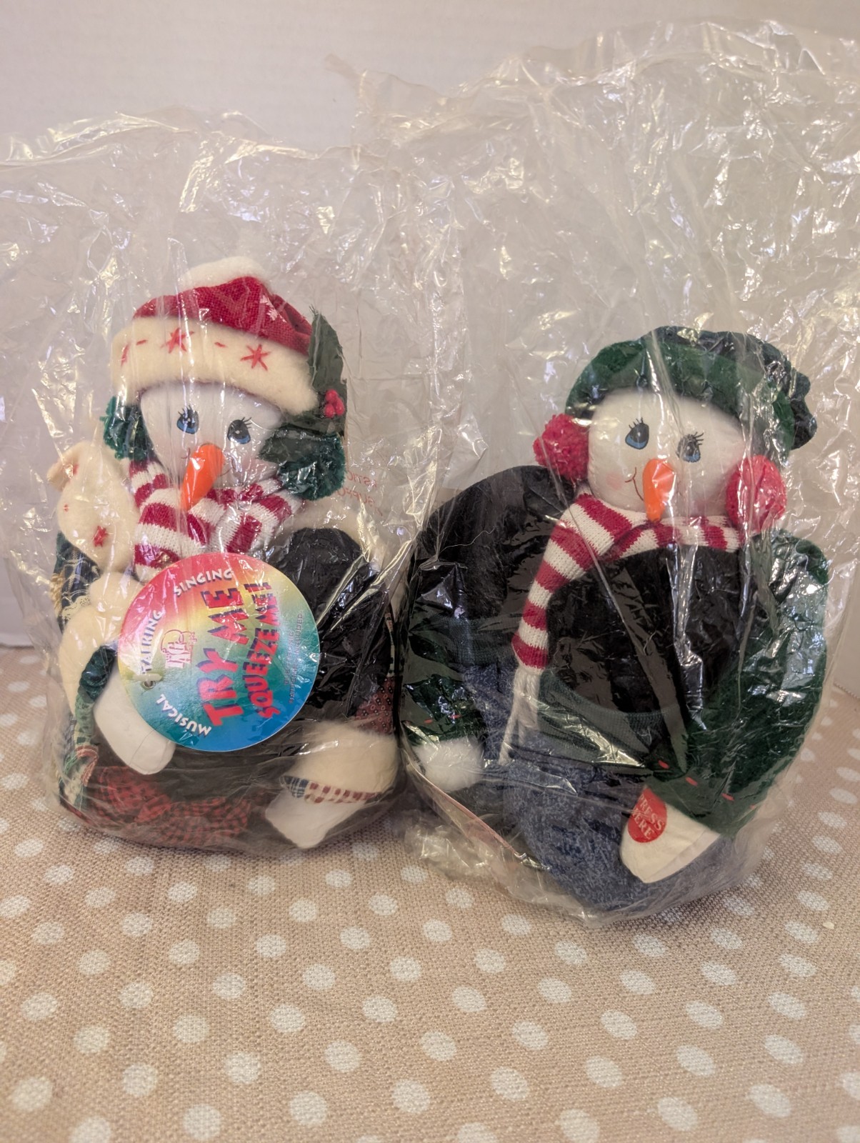 Vintage Rare PBC International Shaking Mr & Mrs Snowman Animated Jingle Bells 