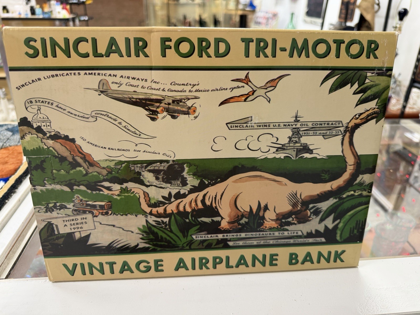  SINCLAIR Ford Tri-Motor Diecast Airplane Bank In Box BRAND NEW(1996)