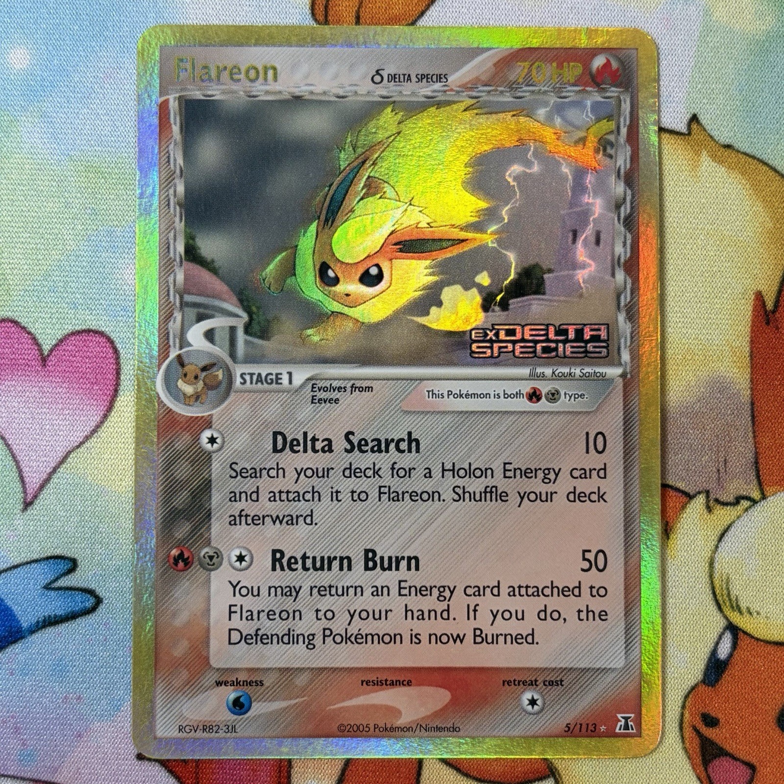 Pokemon TCG 🔥 Flareon Reverse Holo Rare Stamped-Ex Delta Species 5/113 HP