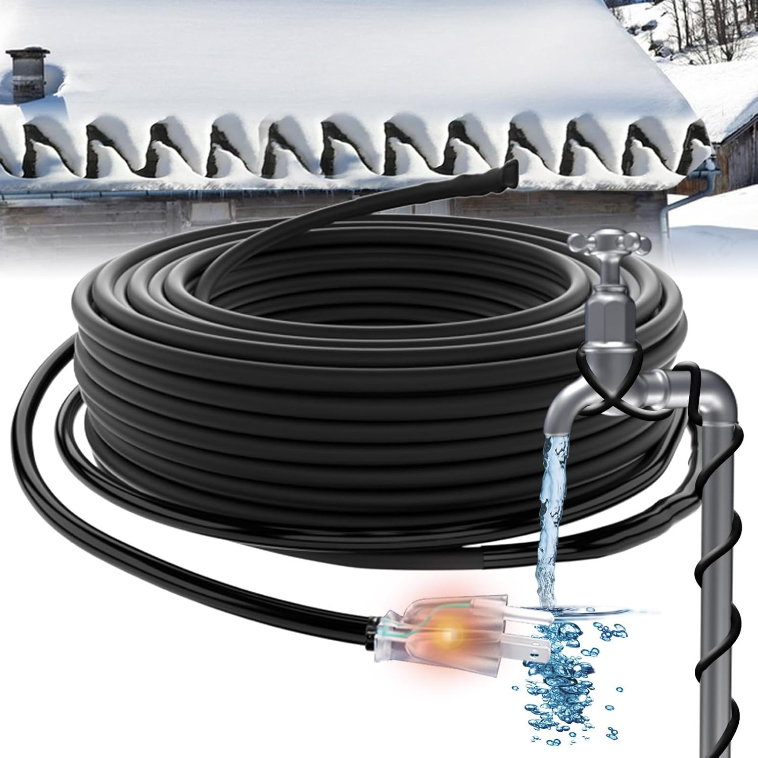 JHSF1 Self Regulating Pre-Assembled Heating Cable 125-Feet 120V Roof Deicing and