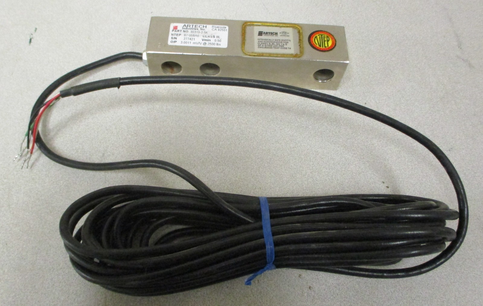 Artech Industries 30310-2.5K Weighing Scale Load Cell 2500 Lb 0.50 Vmin