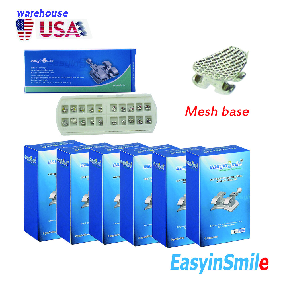 30Pks Dental Orthodontic Brackets Metal Mesh Base Roth 022 Hook 345 Easyinsmile