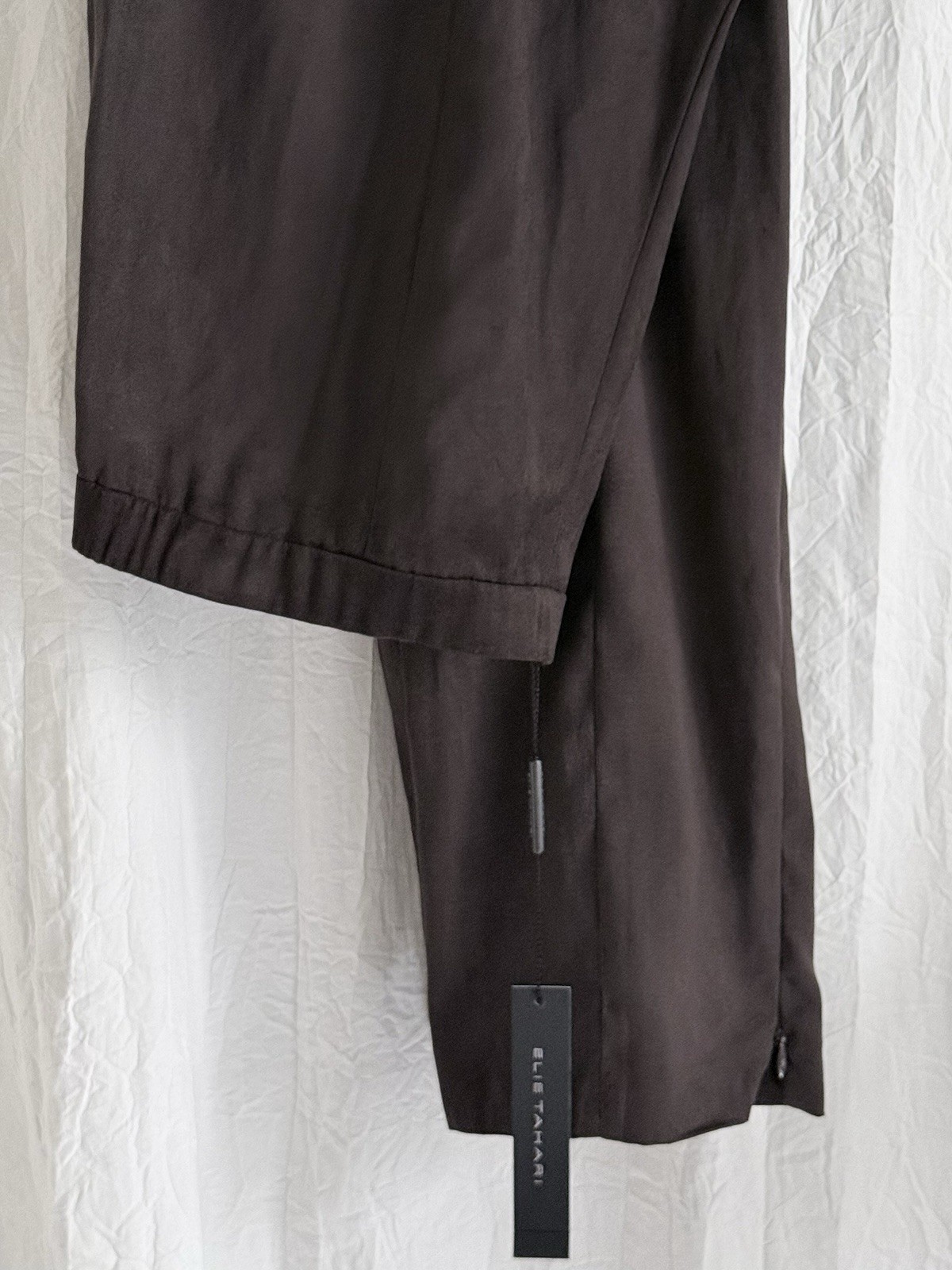 NWT Elie Tahari Faux Suede Pants 8 Brown Side Zip Ankle Zips Trousers $228