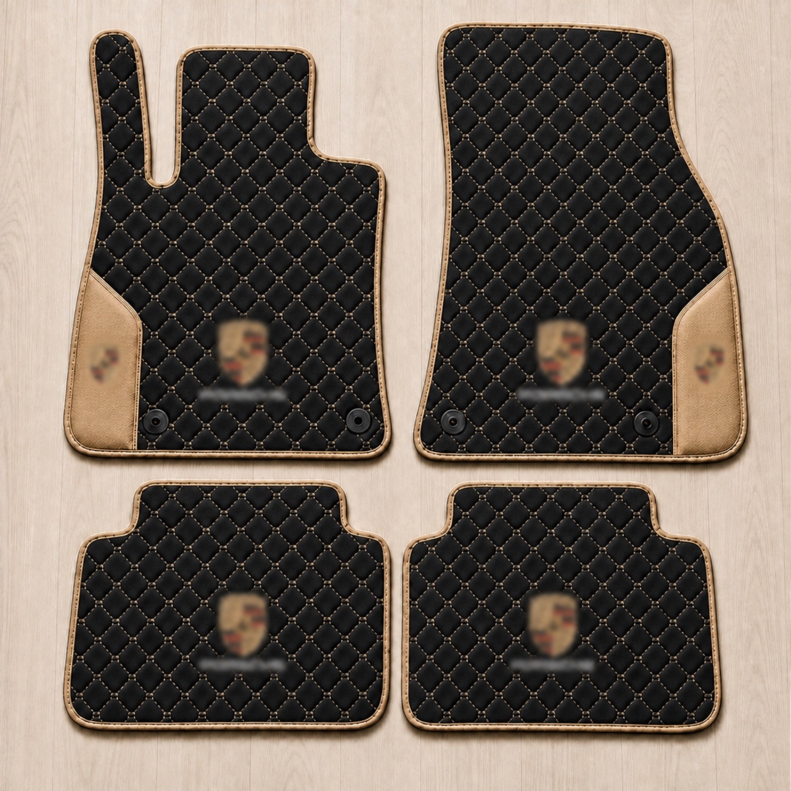 Custom Porsche Floor Mats | Diamond Quilted Leather Set