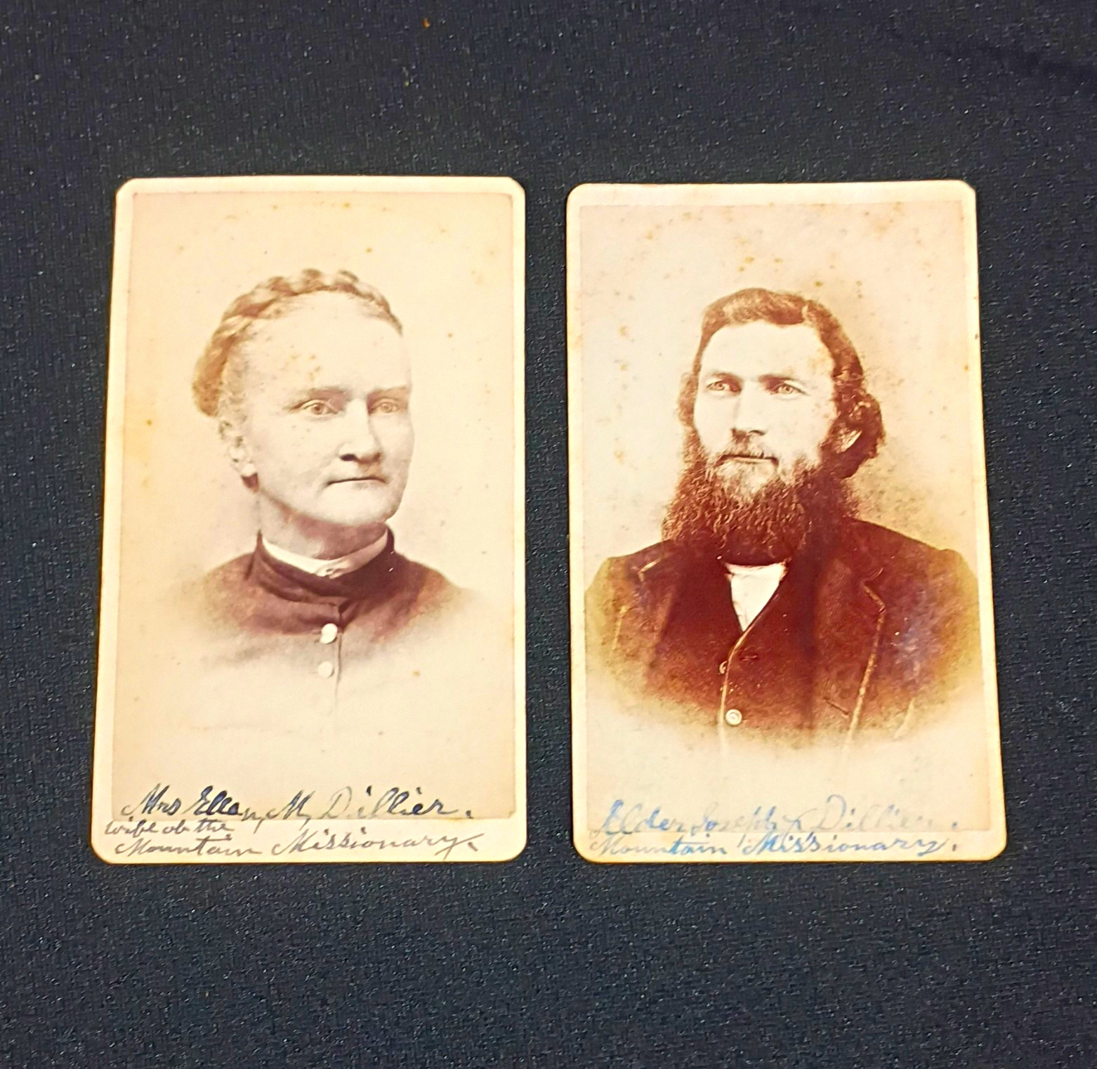2 - 1800's Antique CDV Portrait Photo Joseph Diller Mountain Missionary And Wife 2 - 1800's Antique CDV Portrait Photo Joseph Diller Mountain Missionary And Wife