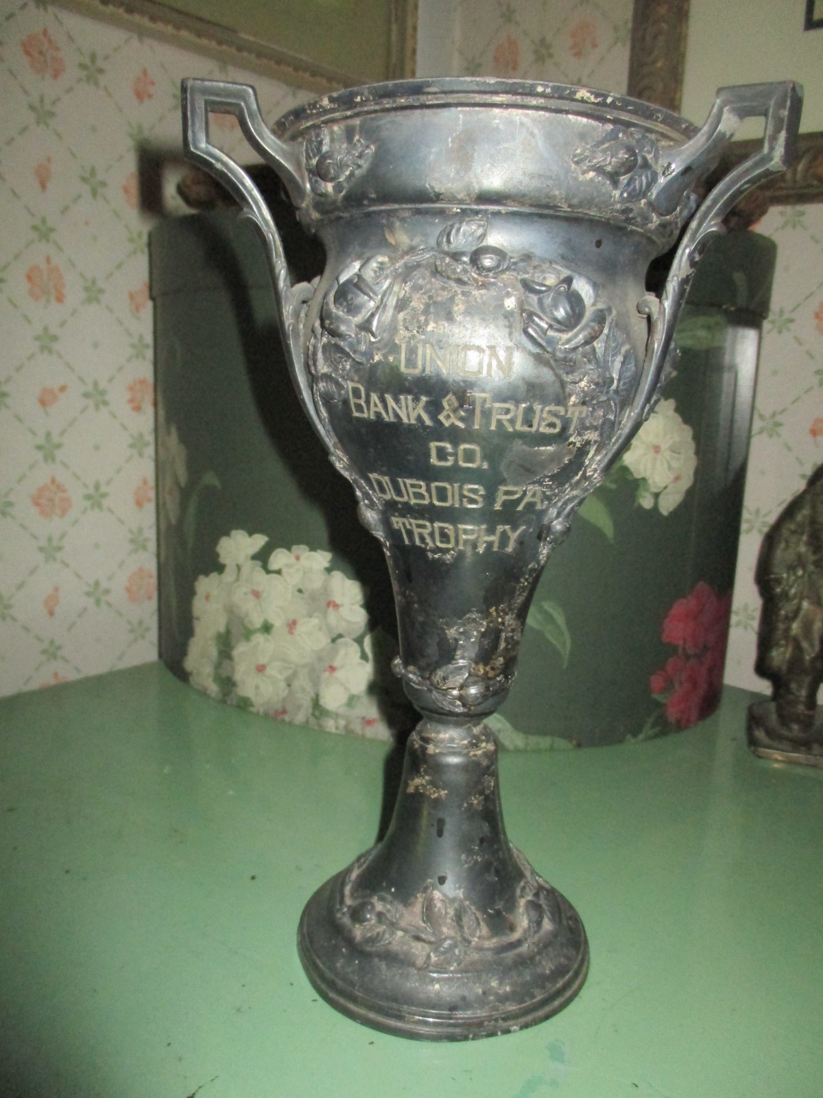 Antique Rare Silver Trophy Loving Cup Dubois PA Union Bank Early 1900s AAFA Antique Rare Silver Trophy Loving Cup Dubois PA Union Bank Early 1900s AAFA