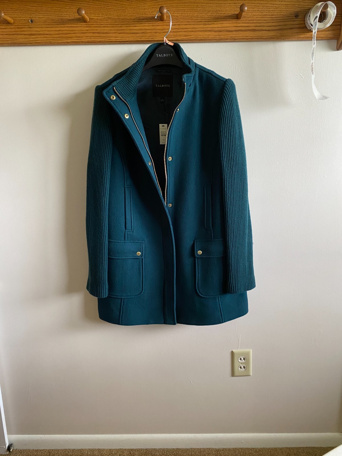 Talbots Wool Coat NWT Dark Green Overcoat Women’s Size 12