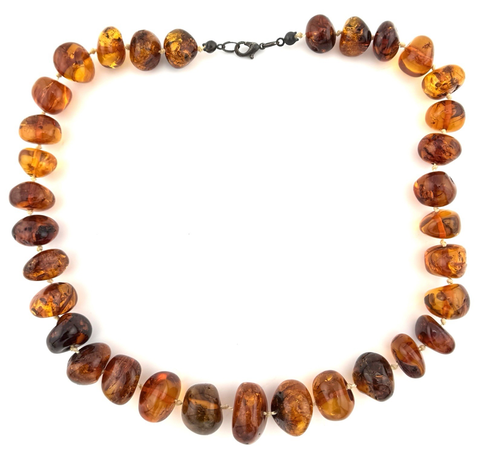 Genuine Baltic Amber Necklace 38g Natural Cognac Honey Nugget Beads 16”