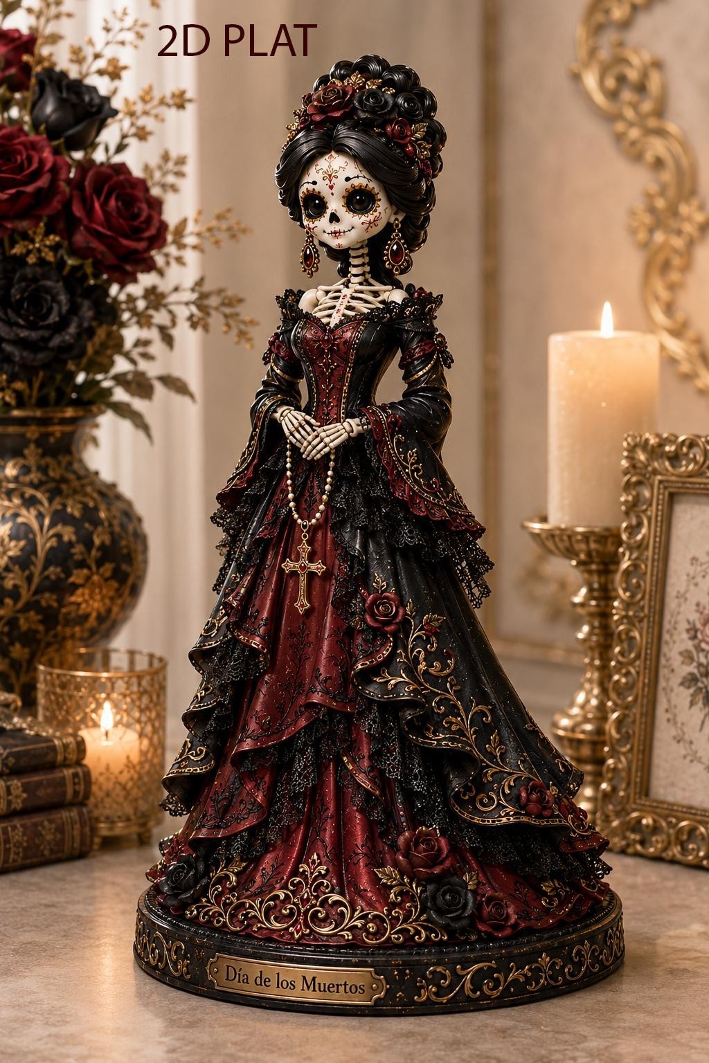 Day of the Dead Catrina Figurine Gothic Sugar Skull Lady Dia de Muertos Decor