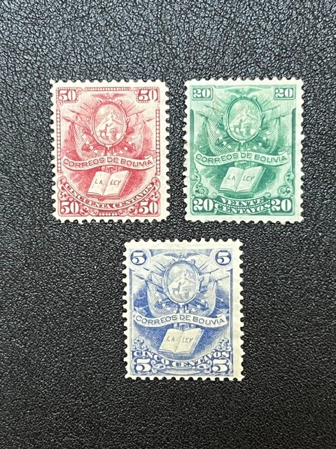 Bolivia 1878 #20 & 22-23 Mint H & NG 9X6134