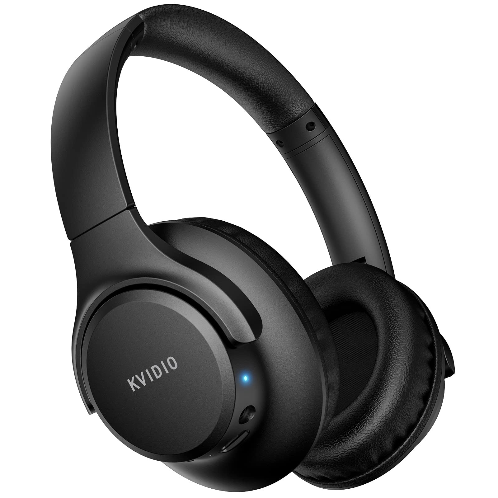 KVIDIO Bluetooth Headphones Over Ear, 65 Hours Playtime Medium, Black KVIDIO Bluetooth Headphones Over Ear, 65 Hours Playtime Medium, Black