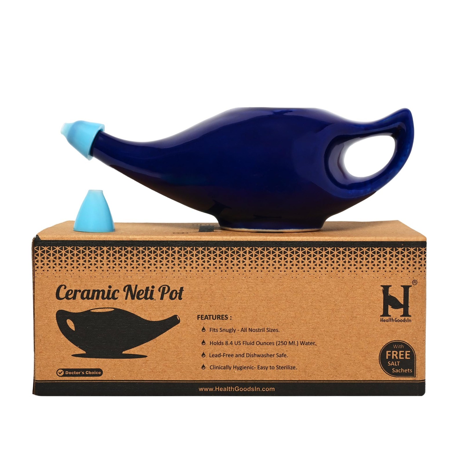 HealthGoodsIn Ceramic Neti Pot, 10 Count (Pack of 1), Elegant Violet