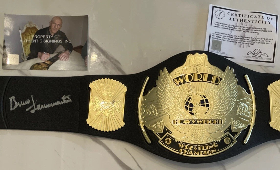 WWF Bruno Sammartino Autograph Hand Signed World Heavyweight Championship Belt WWF Bruno Sammartino Autograph Hand Signed World Heavyweight Championship Belt