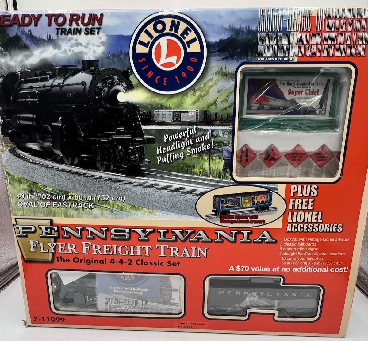 Lionel Pennsylvania Flyer 4-4-2 Steam Freight Train Set O Gauge 7-11099 NEW NIB