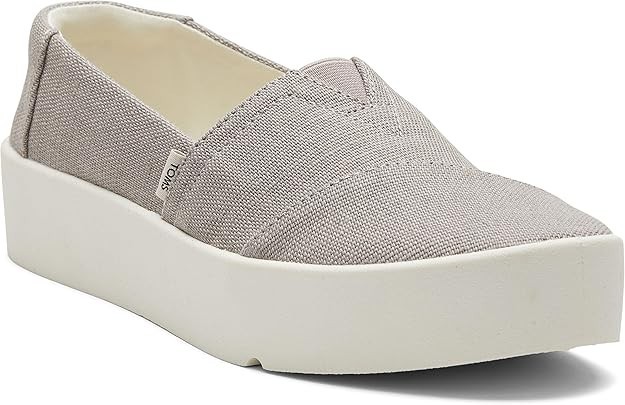 TOMS Women\'s Verona Platform Slip On Sneakers Shoes Dove Grey Canvas NEW 8.5