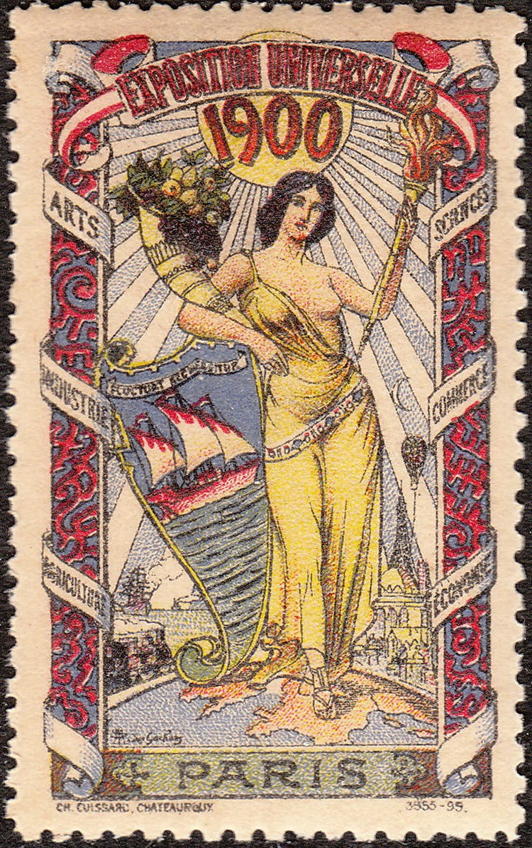 Stamp Label France Exposition 1900 Poster Cinderella International Fair MNH
