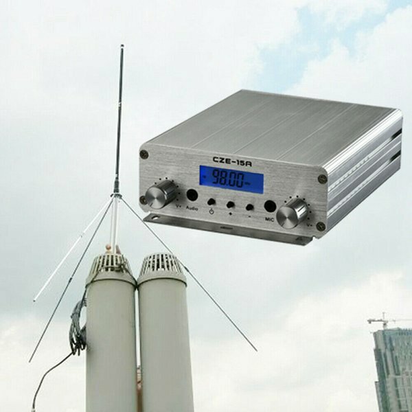 CZE-15A Digital Smart FM 12V Transmitter Radio Station+ 1/4 wave GP Antenna 15W