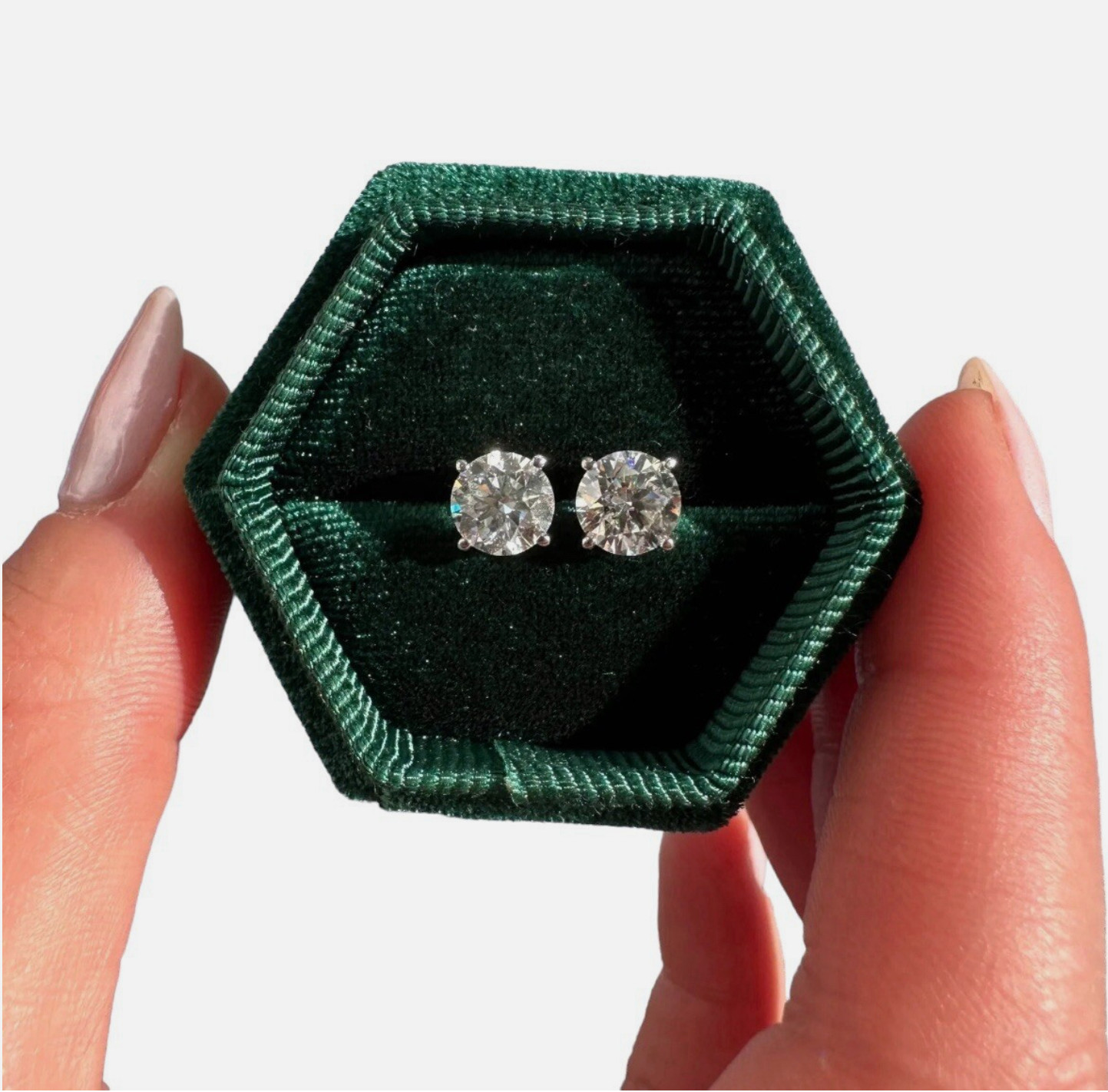 2.00 CT Certified Lab Grown Diamond Stud Earrings VS1 E Color 14K White Gold 7mm
