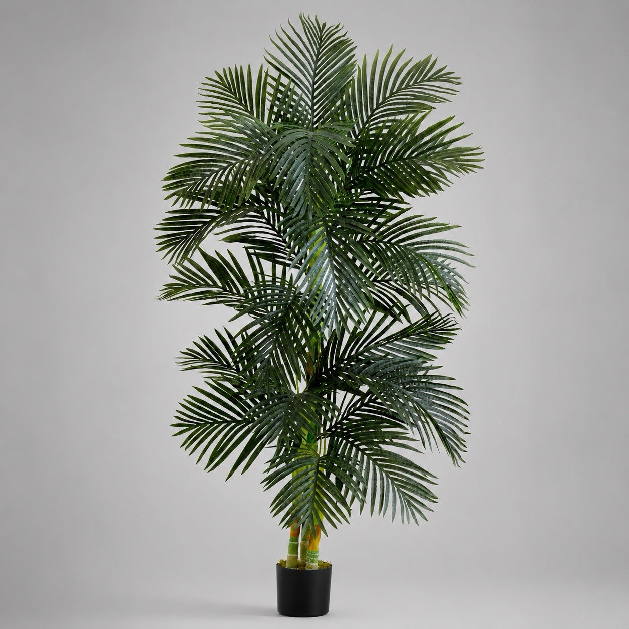 6.5’ Artificial Tropical Triple Trunk Golden Cane Palm Tree Home Decor