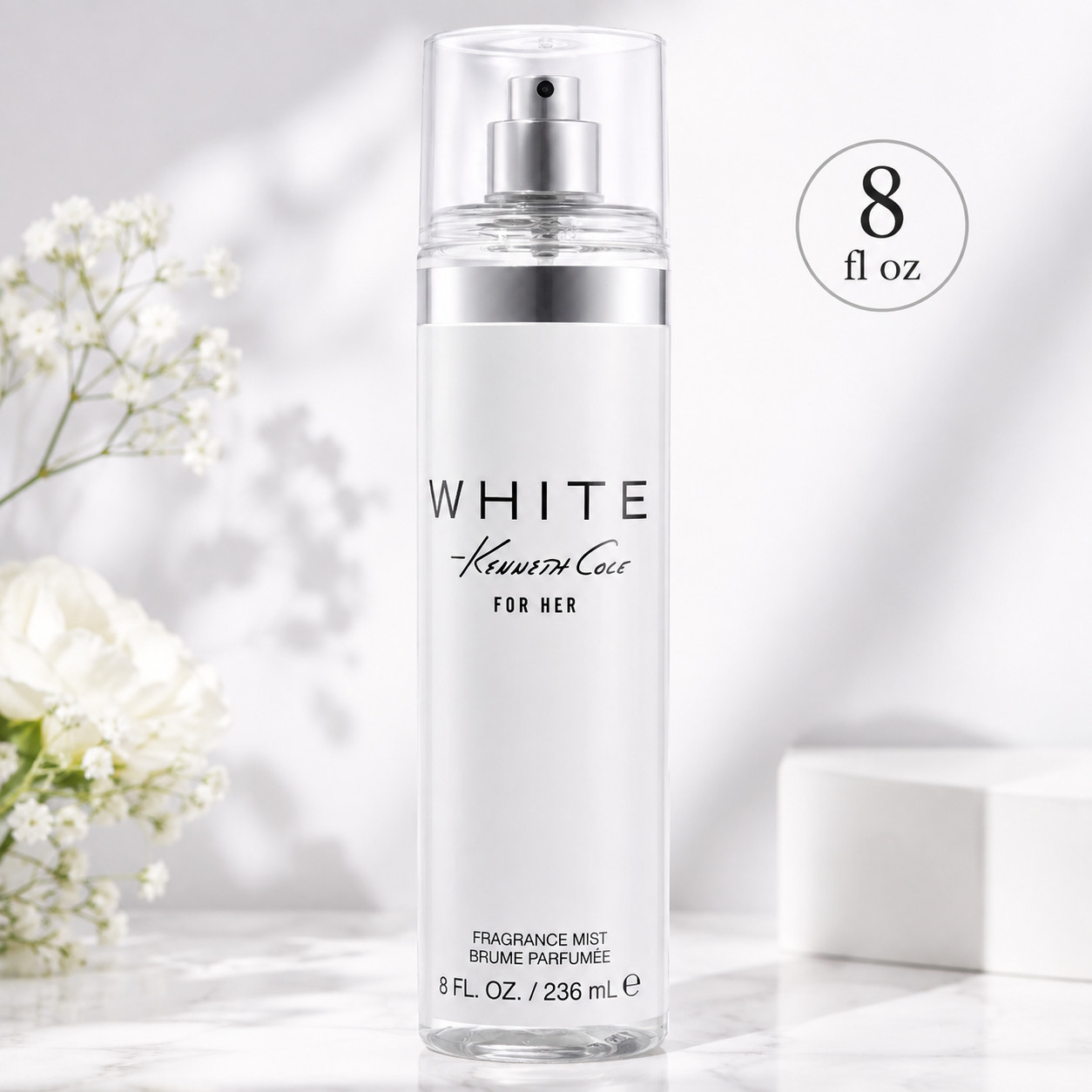 Kenneth Cole White Oriental Floral Body Mist for Her, 8 fl oz, Brand New