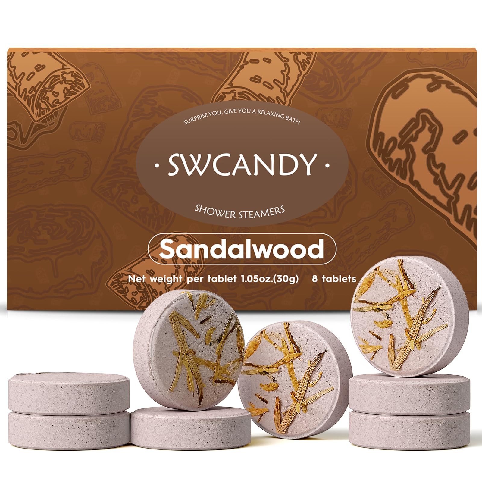 SWCANDY Sandalwood Shower Steamers 8 Pack SWCANDY Sandalwood Shower Steamers 8 Pack