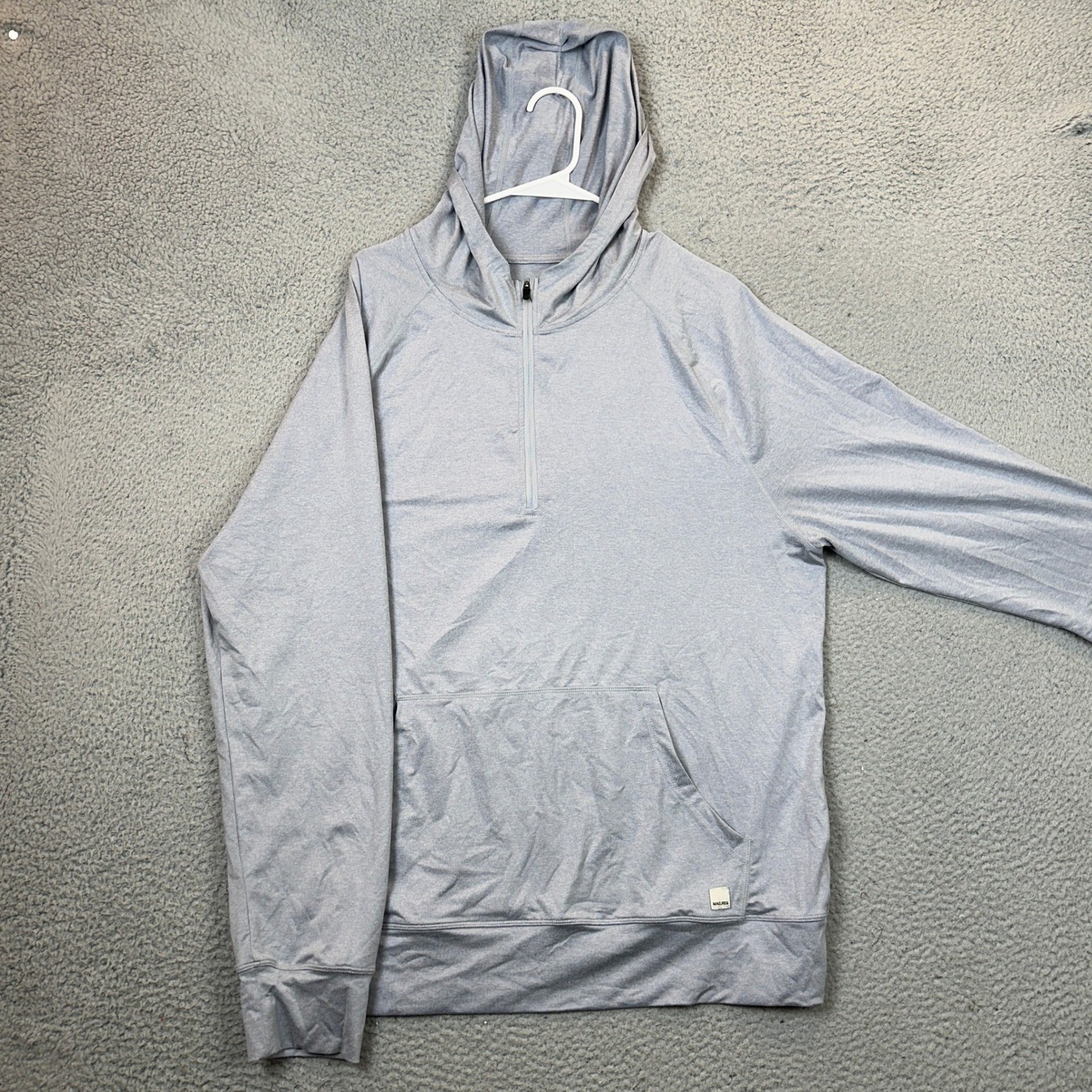 MAELREG Hoodie Mens XL Performance Quarter Zip Light Blue Heathered Pullover