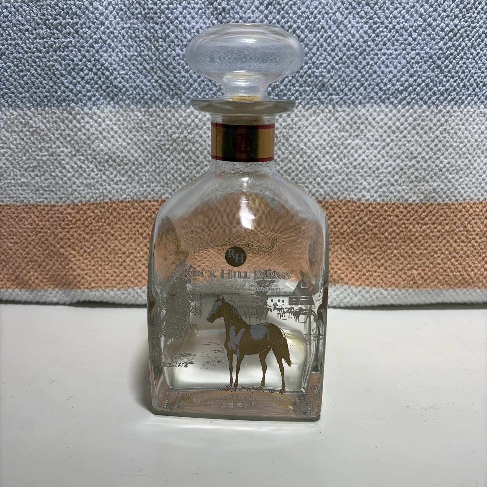 750ml Rock Hill Farms Single Barrel bourbon Whiskey bottle with Glass Topper