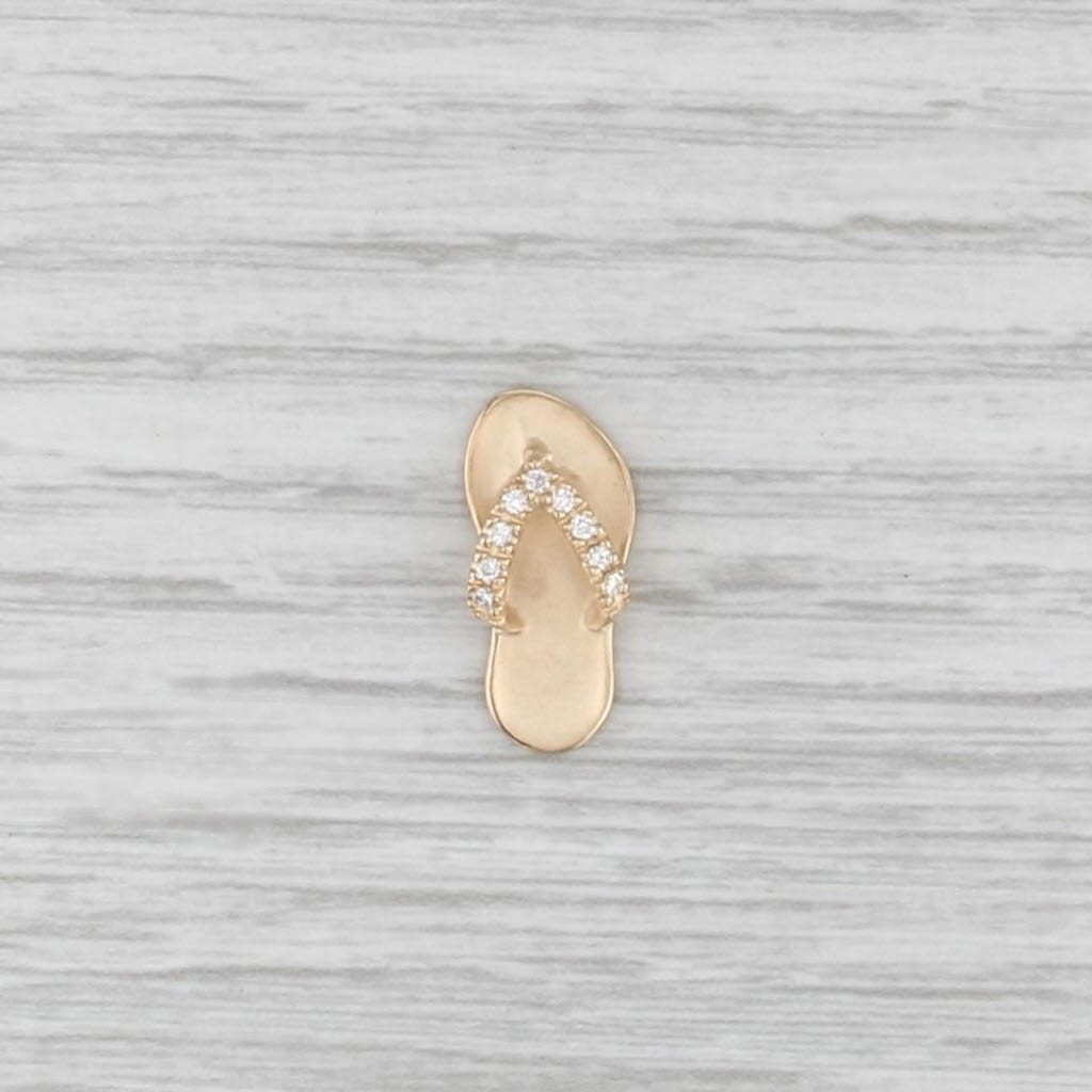 Na Hoku Diamond Flip Flop Pendant 14k Yellow Gold Hawaiian Charm