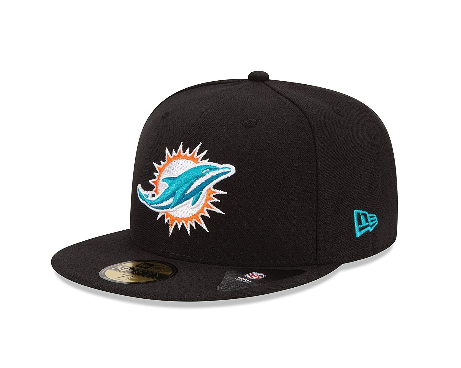 NEEW Authentic New Era NFL Miami Dolphins Black Sideline 59Fifty Fitted Hat