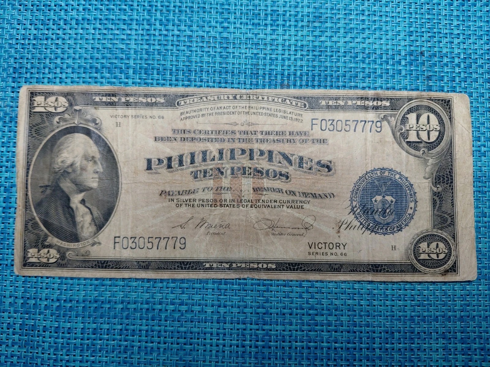 Philippines  10 pesos  1944  series 66  P-97 FINE+  WWII Banknotes 091526-5