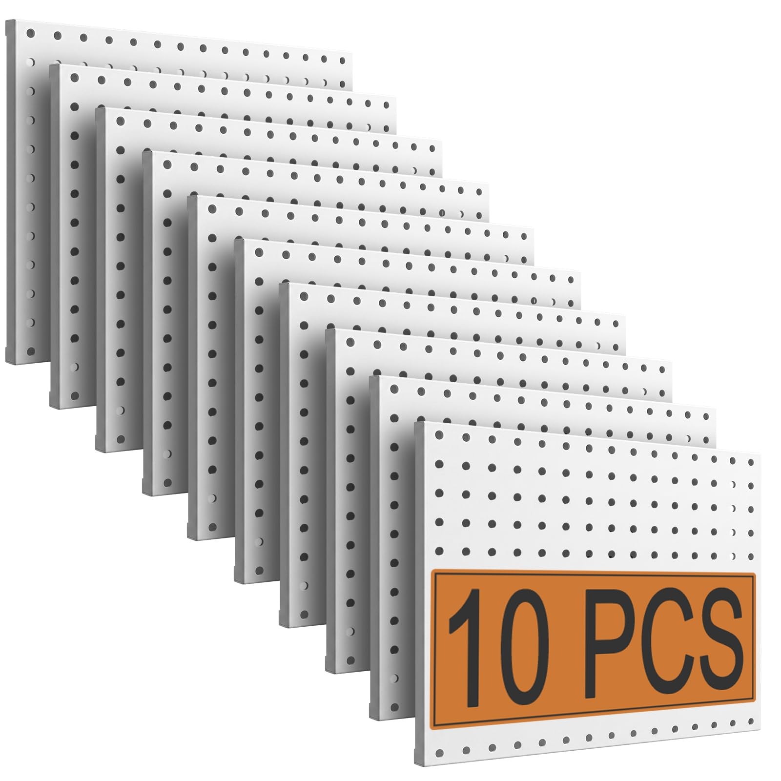 PBHEPJ 10 Pcs Metal Pegboard Panels, Heavy Duty Peg Boards for Garage and Gar...