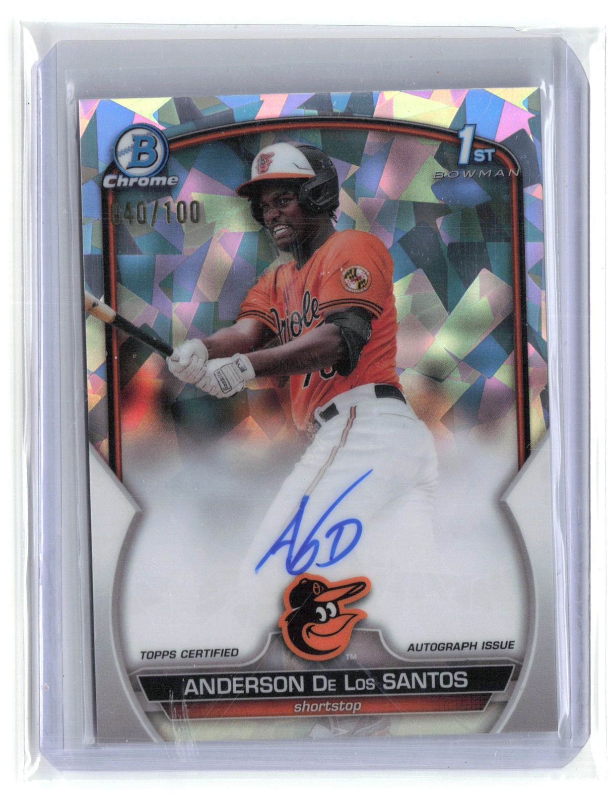 Anderson De Los Santos 1st Bowman /100 Atomic Auto CPA-ADS 2023 Orioles (RC)