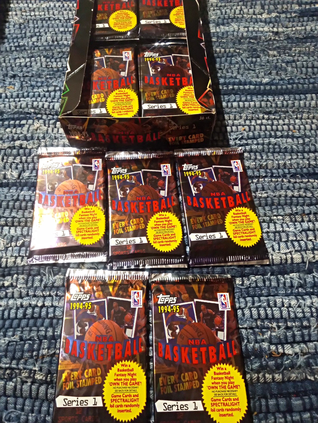 Topps 1994-95 NBA Basketball Series 1 Five Sealed Packs. (5)