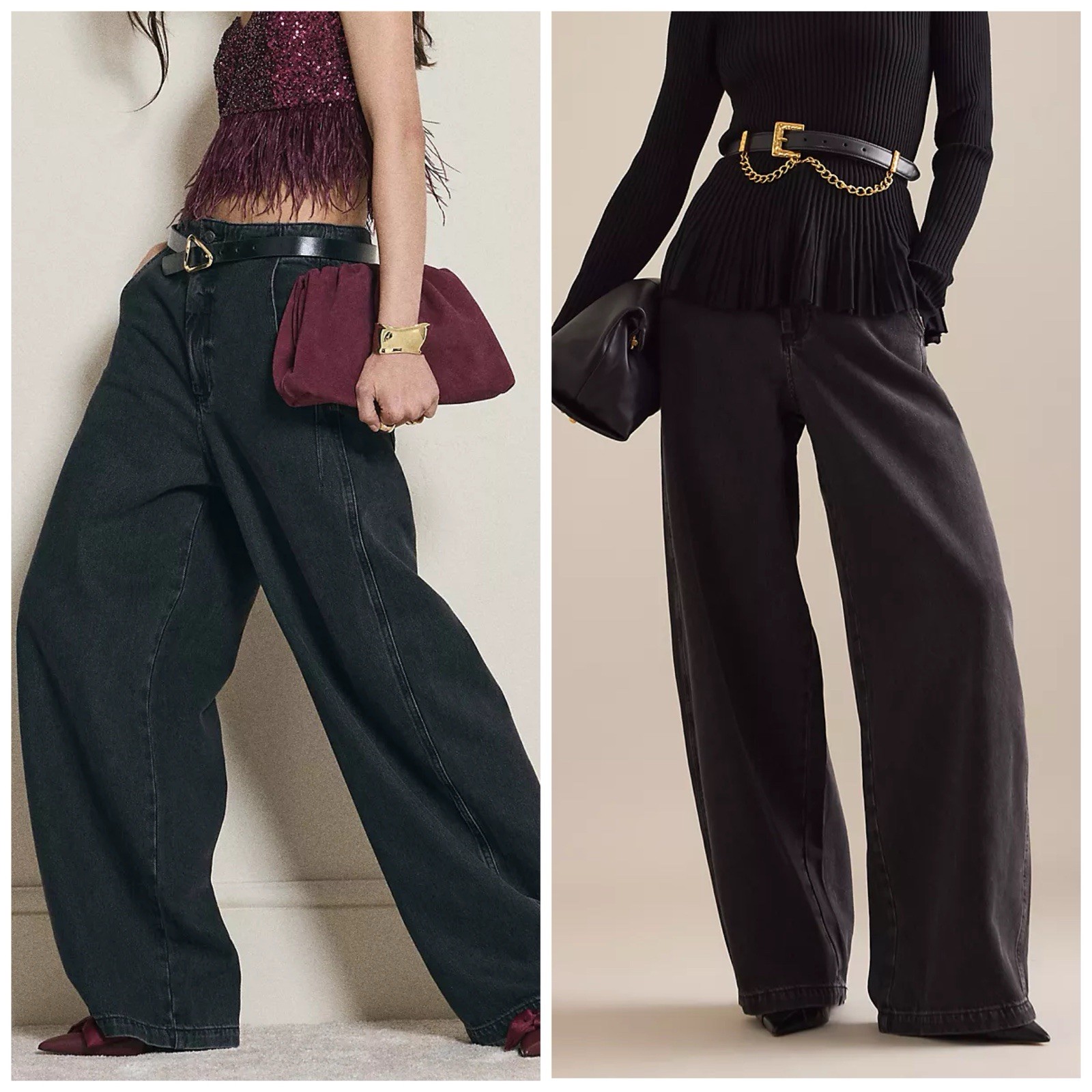 Anthropologie Pistola Lottie High-Rise Relaxed Wide Bowed-Leg Jeans Black 31 NEW