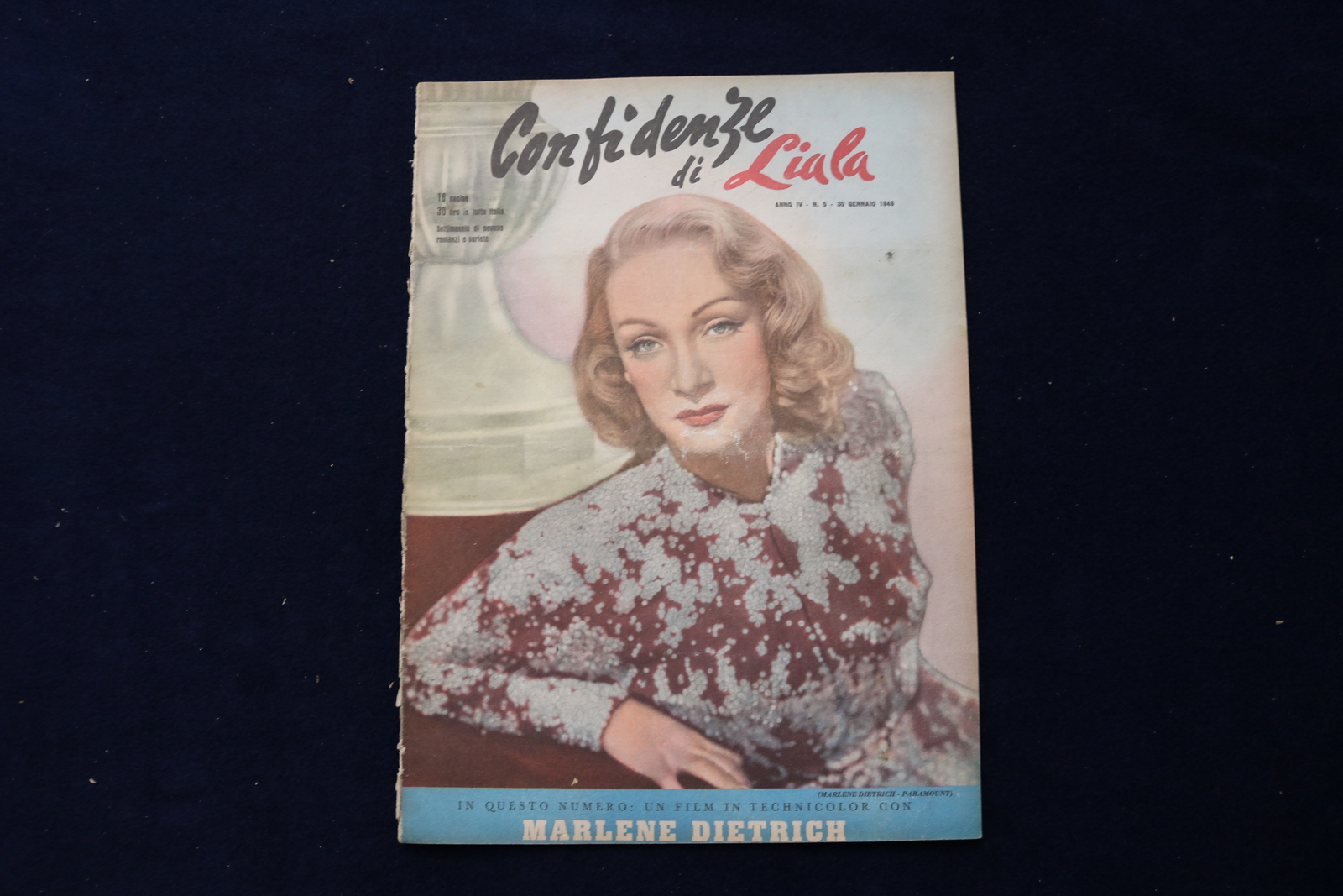 1949 JAN 30 CONFIDENZE DI LIALA MAGAZINE-MARLENE DIETRICH COVER ITALIAN -E 23803 1949 JAN 30 CONFIDENZE DI LIALA MAGAZINE-MARLENE DIETRICH COVER ITALIAN -E 23803