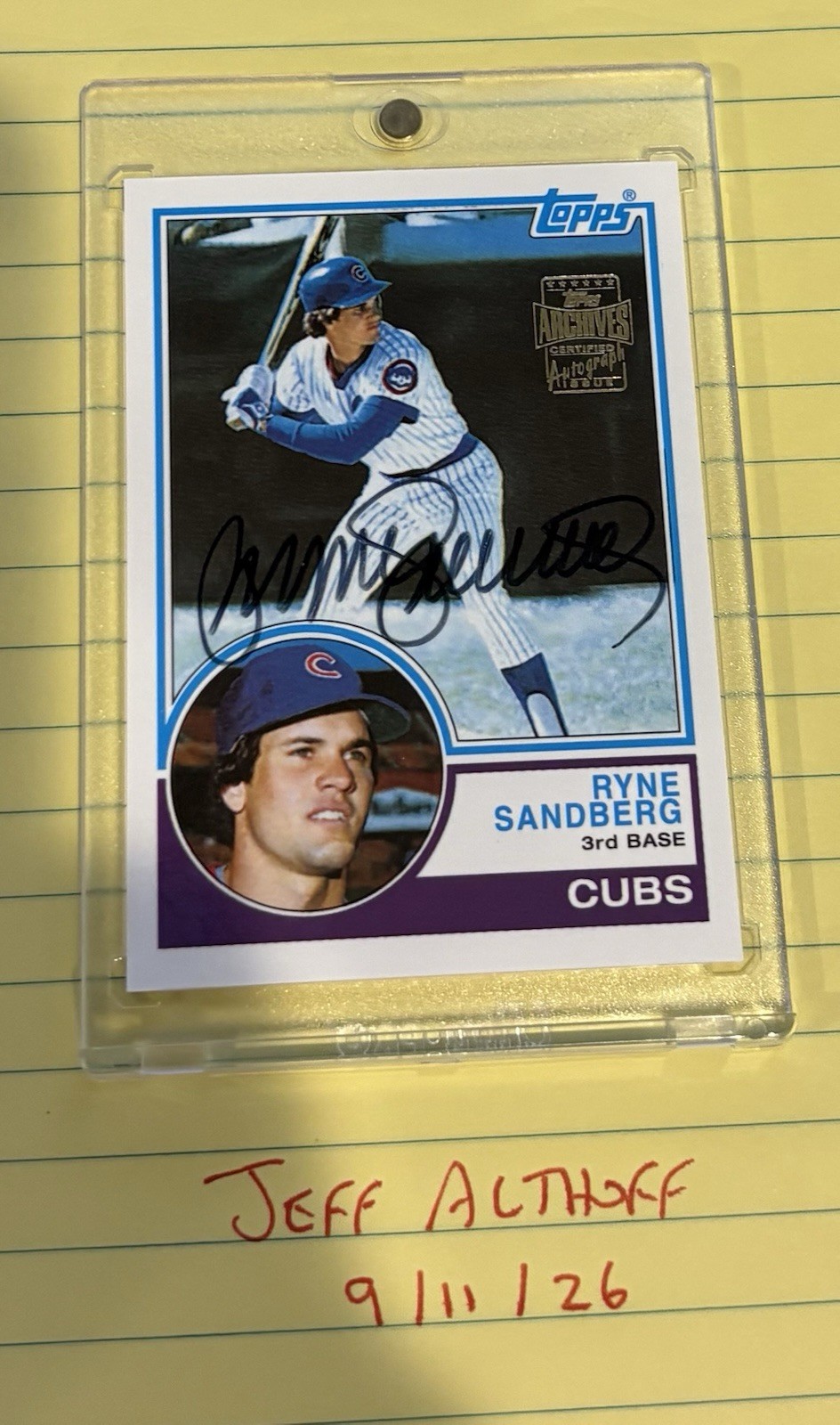 2001 Topps Archives Ryne Sandberg auto Chicago Cubs SSP