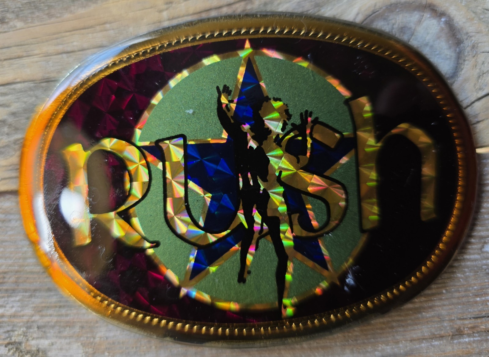 RUSH STARMAN PRISM VINTAGE 1977 PACIFICA COLLECTIBLE BELT BUCKLE RUSH STARMAN PRISM VINTAGE 1977 PACIFICA COLLECTIBLE BELT BUCKLE