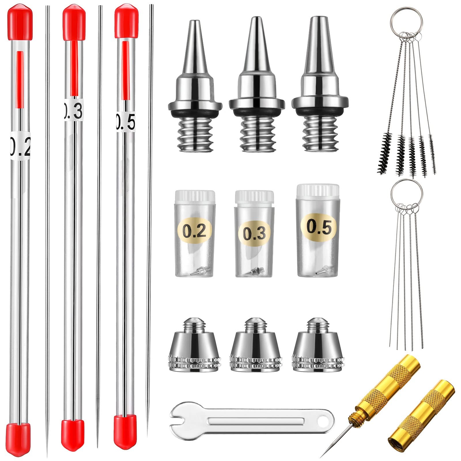 21 Pieces Airbrush Nozzle Cap Kit Airbrush Needle Replacement Parts Airbrush ...