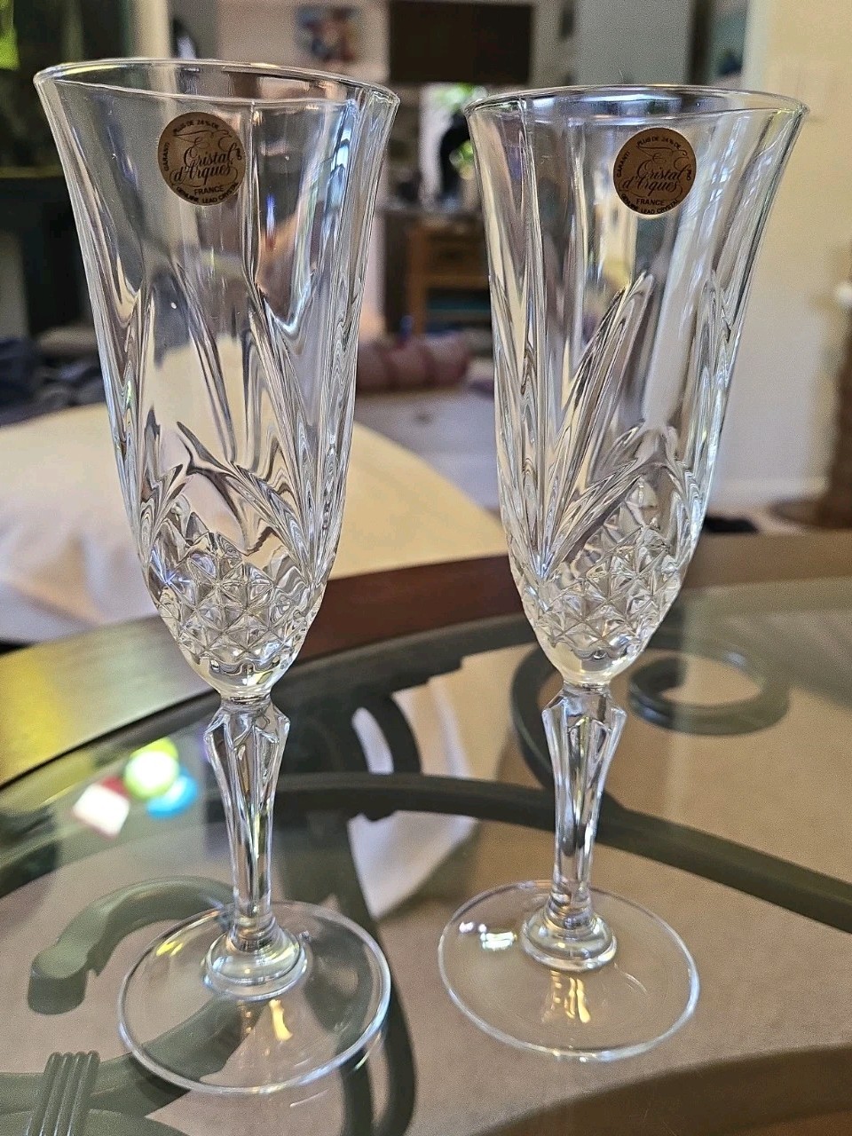 Vintage Cristal d\'Arques Salzbourg Crystal Champagne Flutes - Set of 2