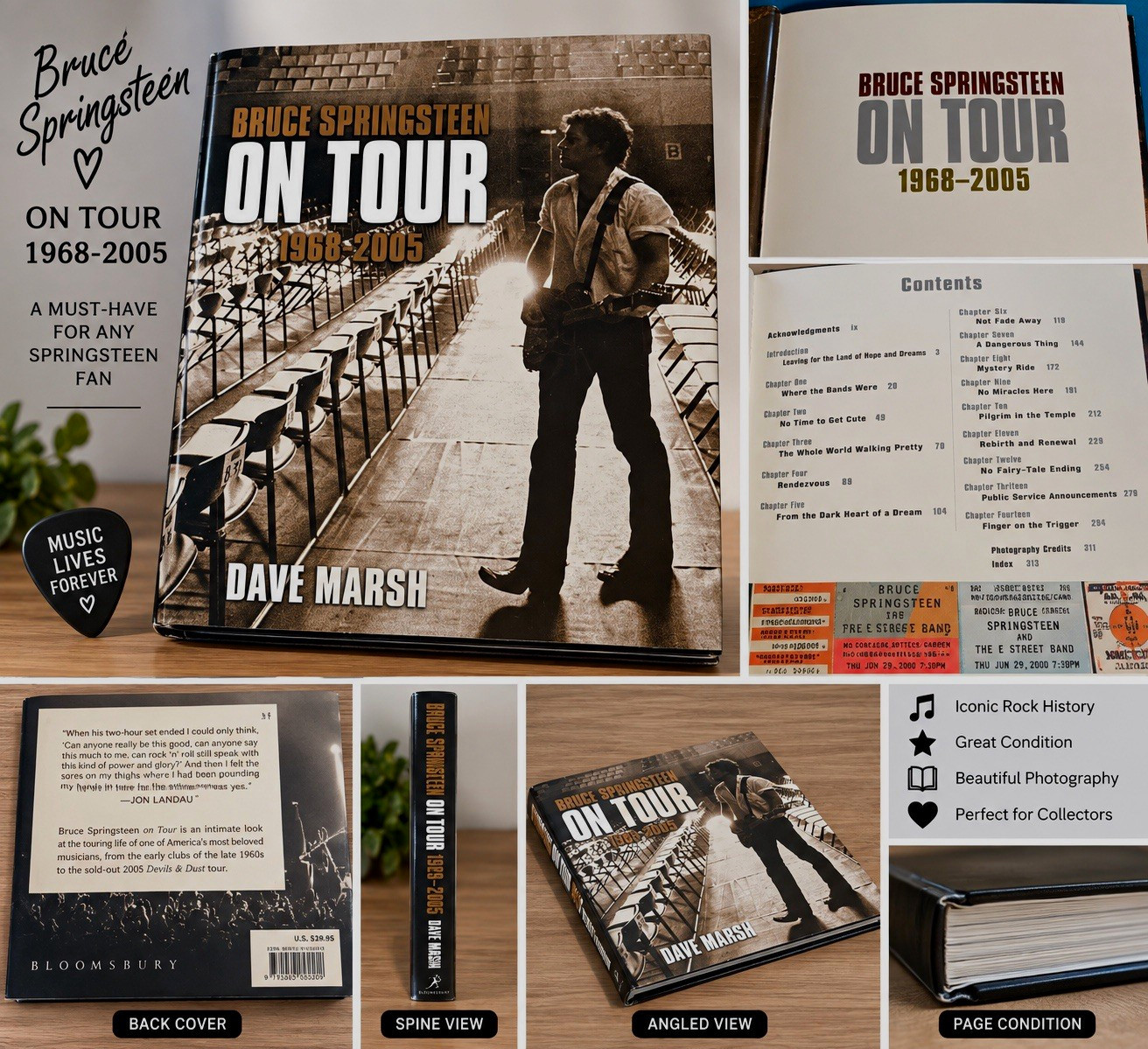 Bruce Springsteen On Tour 1968-2005 Hardcover Illustrated Book Dave Marsh Bruce Springsteen On Tour 1968-2005 Hardcover Illustrated Book Dave Marsh