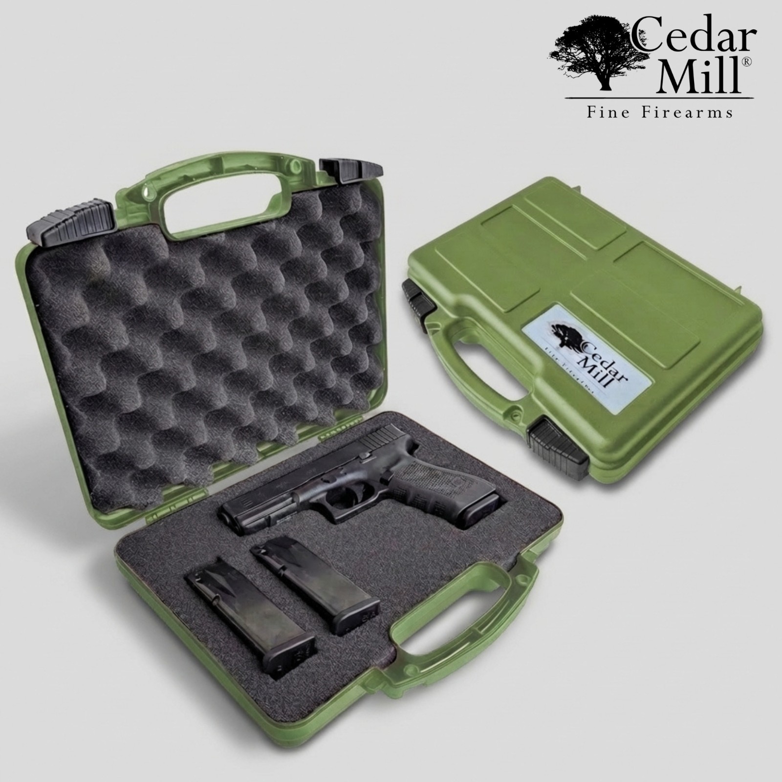 TSA Approved Hard Pistol Case Lockable Handgun Storage Box Custom Foam Green