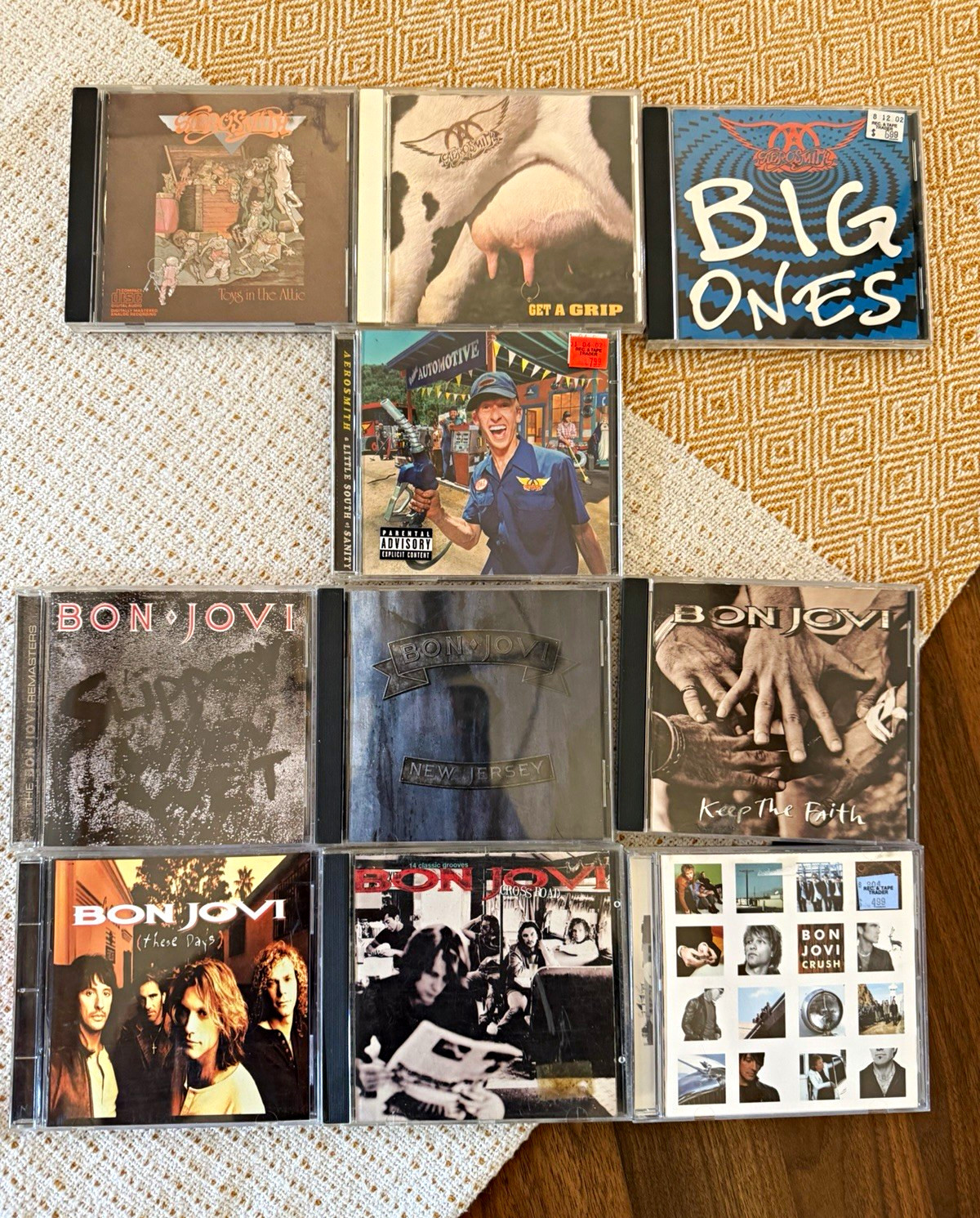 Lot of 10Aerosmith & Bon Jovi Rock CD Lot: Get a Grip, Toys in the Attic