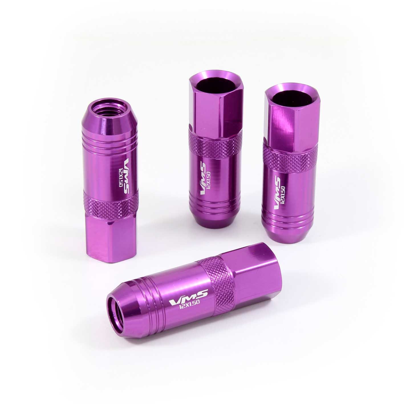 VMS 20 PURPLE 60MM ALUMINUM EXTENDED TUNER LUG NUTS LUGS FOR WHEELS RIMS 12X1.5